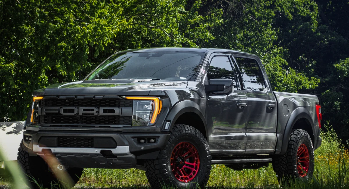 Truck with custom wheels and off-road tires